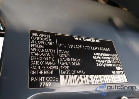 2019 Mercedes-Benz Sprinter 2500 High Roof V6 z USA, uszkodzony, nr VIN WD4PF1CDXKP148464